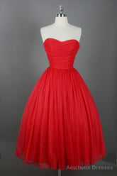 Knee Length Prom Dresses, Red Prom Gown Vintage Prom Gowns Elegant Evening Dress, Cheap Evening Gowns Simple Party Gowns Modest Bridesmaid Dresses, Bridesmaid Gowns